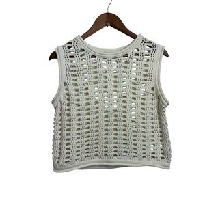 Pink Lilly Women's Cream Sleeveless Knit Top Spring Summer Festival Medium